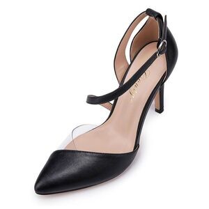 NEW Pointed Toe Clear Strappy Patent Stiletto Heel Shoes 9.5